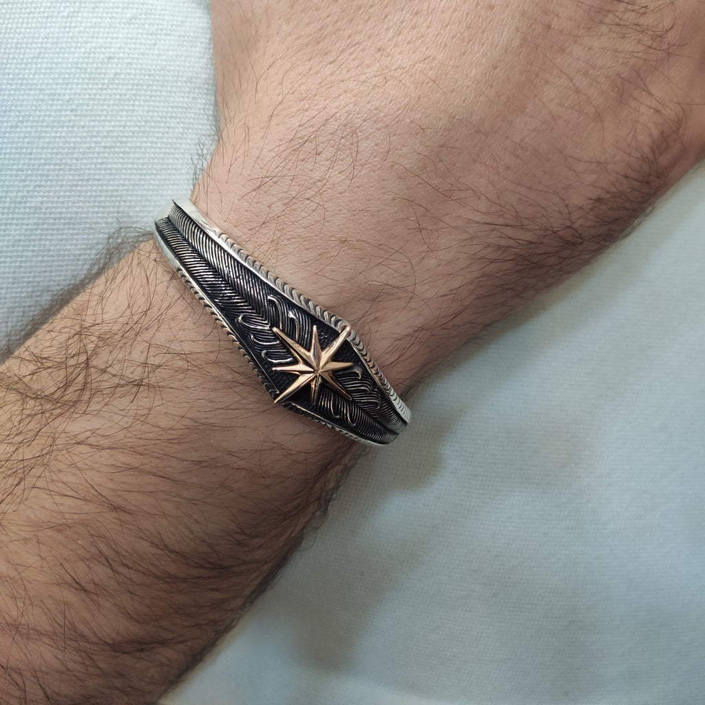 Compass Bracelet: Sterling Silver Handmade - Men's Jewelry