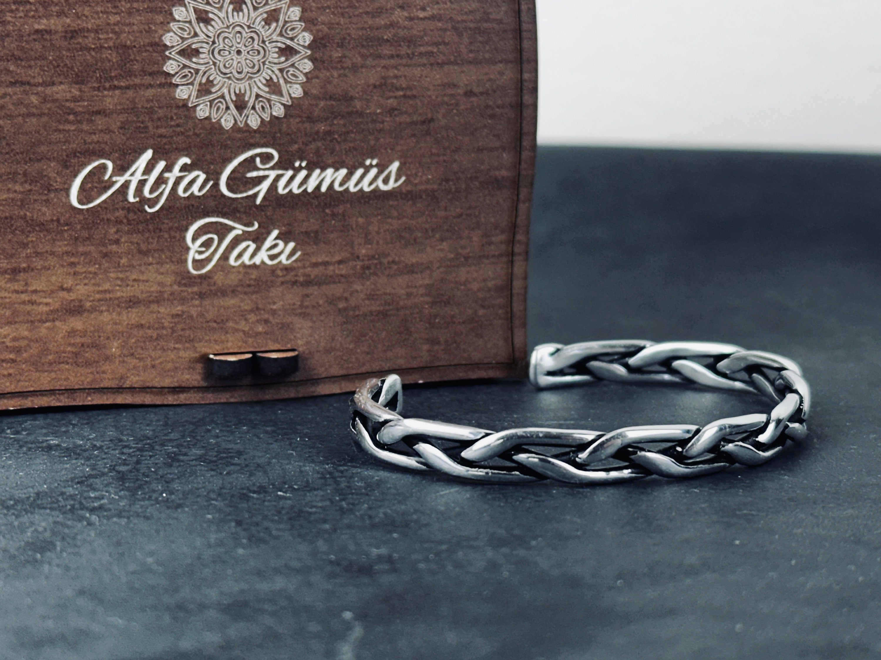 Sterling Silver Cuff Bracelet: Braided Design - Handmade for Men