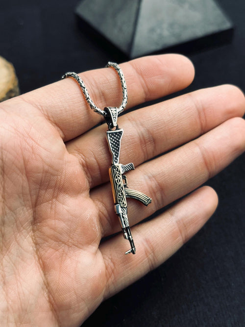 AK47 Pendant Necklace: Bold Sterling Silver (Men's Statement Jewelry)
