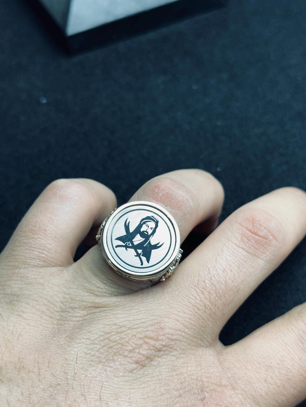 Zulfiqar Sword Ring, Sterling Silver Hazrat Ali (Men's Statement Band)