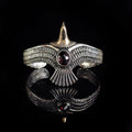 Eagle Bracelet: Red Zircon Sterling Silver Cuff (Handmade)