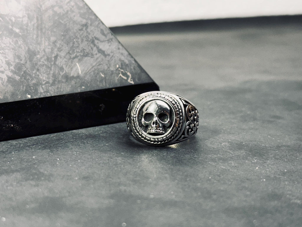Skull Ring: Handmade Sterling Silver - Gothic Biker Jewelry