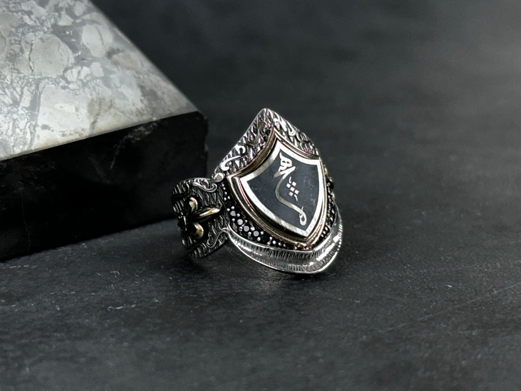Sterling Silver Shield Ring - Handmade Minimalist Thumb Band