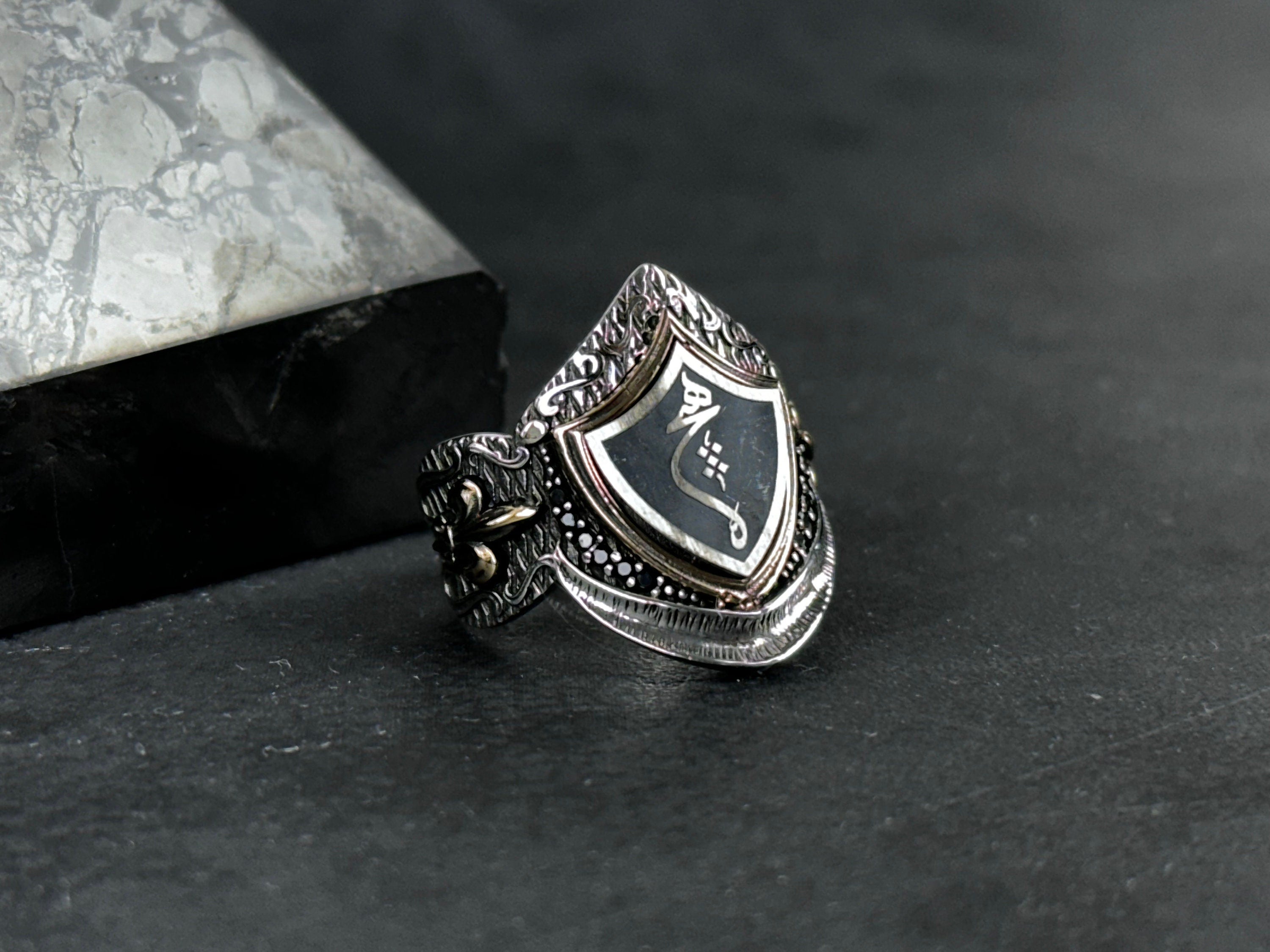 Sterling Silver Shield Ring - Handmade Minimalist Thumb Band