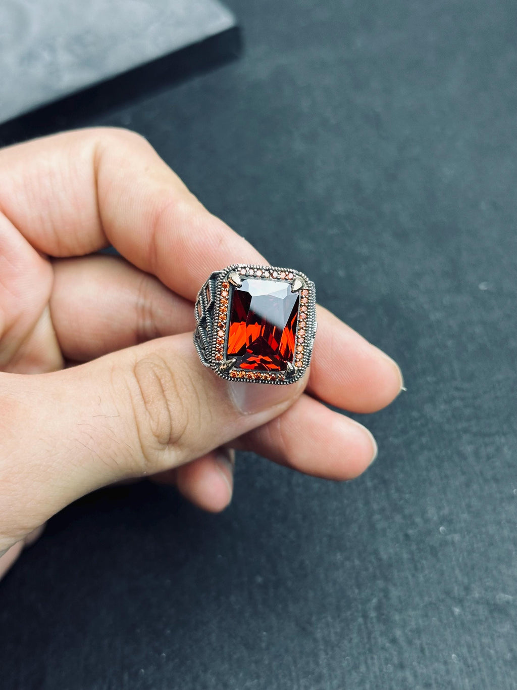 Ruby Men's Ring: Bold Handmade Sterling Silver (Royal Design)
