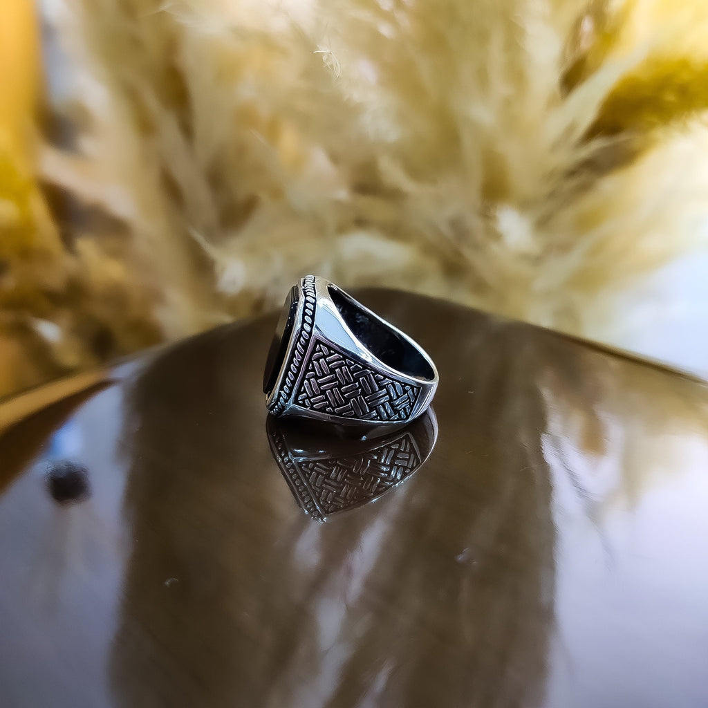 Courage Series Ring: Square Onyx Stone in Sterling Silver (Men's)