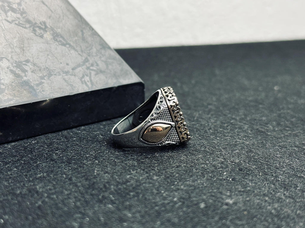 Statement Onyx Ring: Ottoman Design (Handmade Oxidized Silver)
