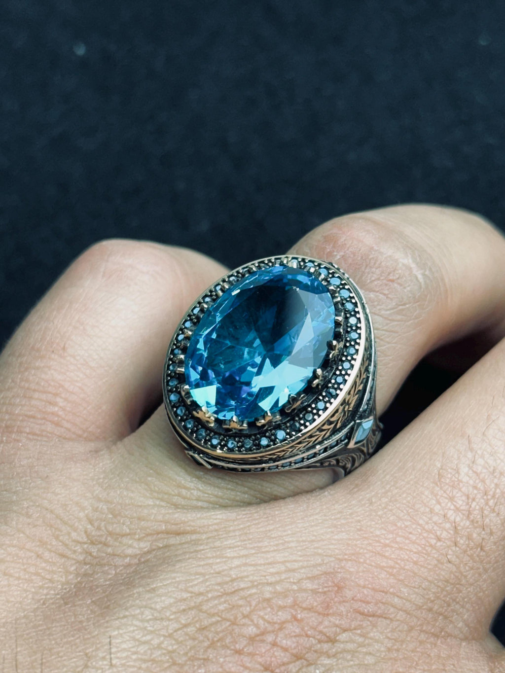 Paraiba Tourmaline Ring: Men's Sterling Silver Statement Jewelry