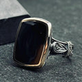 Vintage Square Onyx Ring - Sterling Silver Ottoman Design