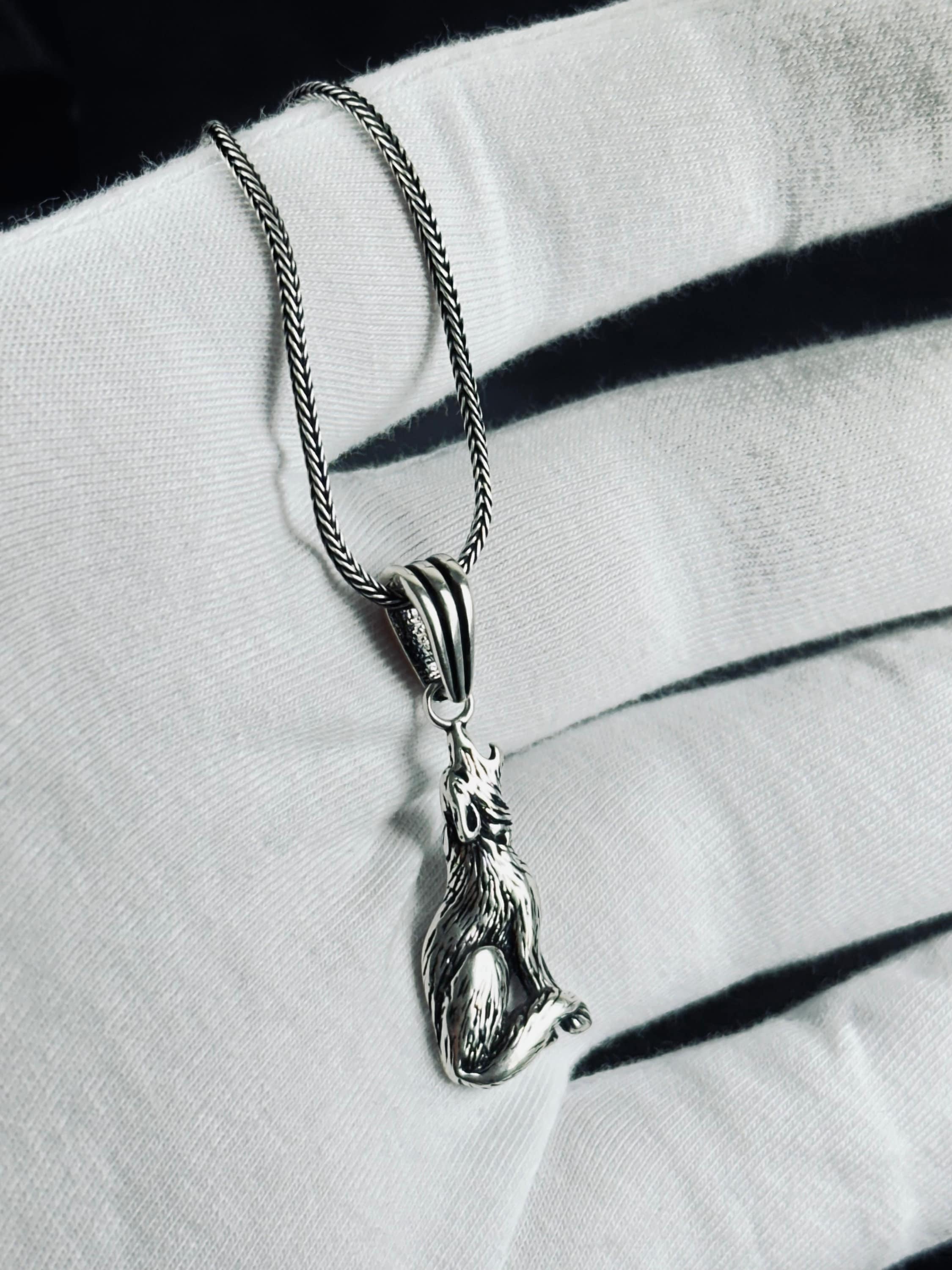 Wolf Pendant Necklace: Silver Handcrafted Jewelry (Multiple Chain Lengths)