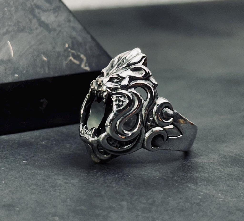 Lion Head Ring: Sterling Silver Animal Jewelry (Handmade, Men's)