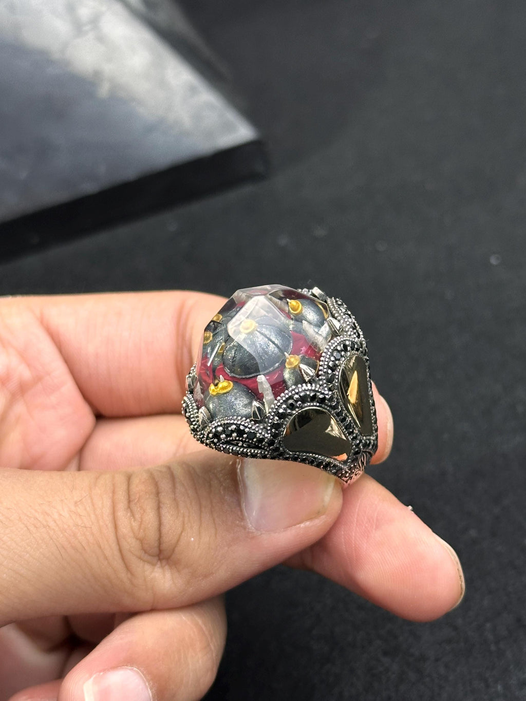Religious Sterling Silver Mosque Ring, Handmade Bold Style (Men's Size)
