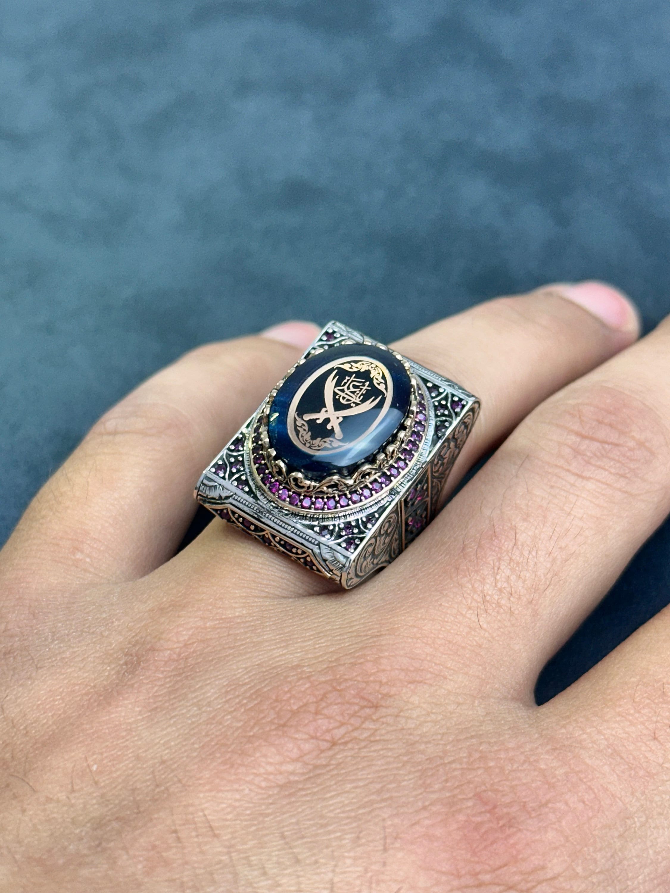 Sterling Silver Zulfiqar Sword Ring - Hazrat Ali Symbol