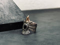 Eagle Ring: Onyx Stone, Sterling Silver - Adjustable Oxidized Finish