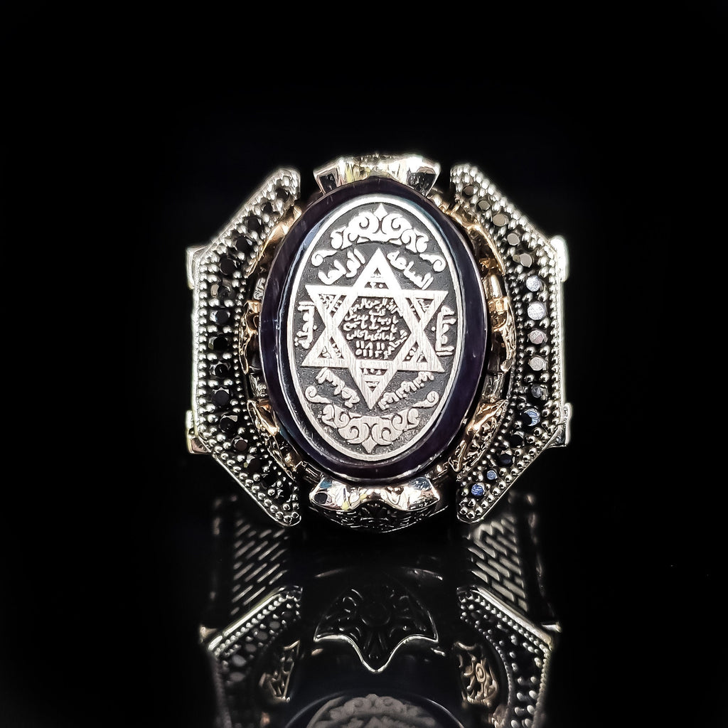 Sterling Silver Seal of Solomon Ring (Handmade, Zultanite Stone)