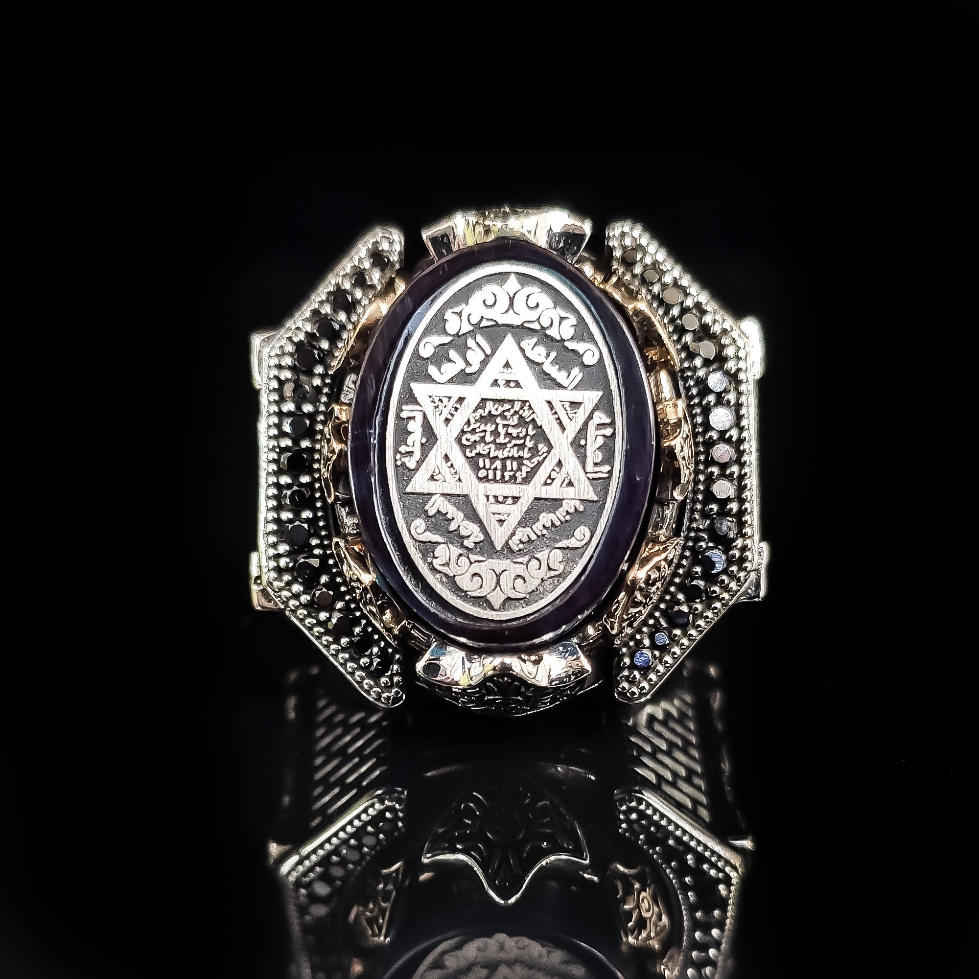 Sterling Silver Seal of Solomon Ring (Handmade, Zultanite Stone)