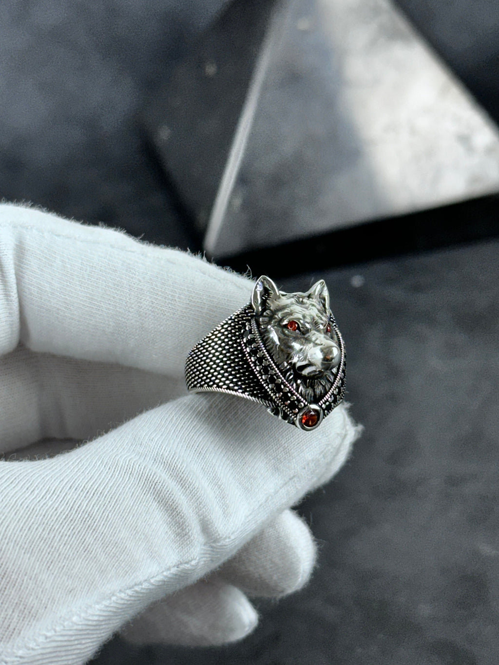 Sterling Silver Wolf Ring: Handmade Men's Statement Jewelry
