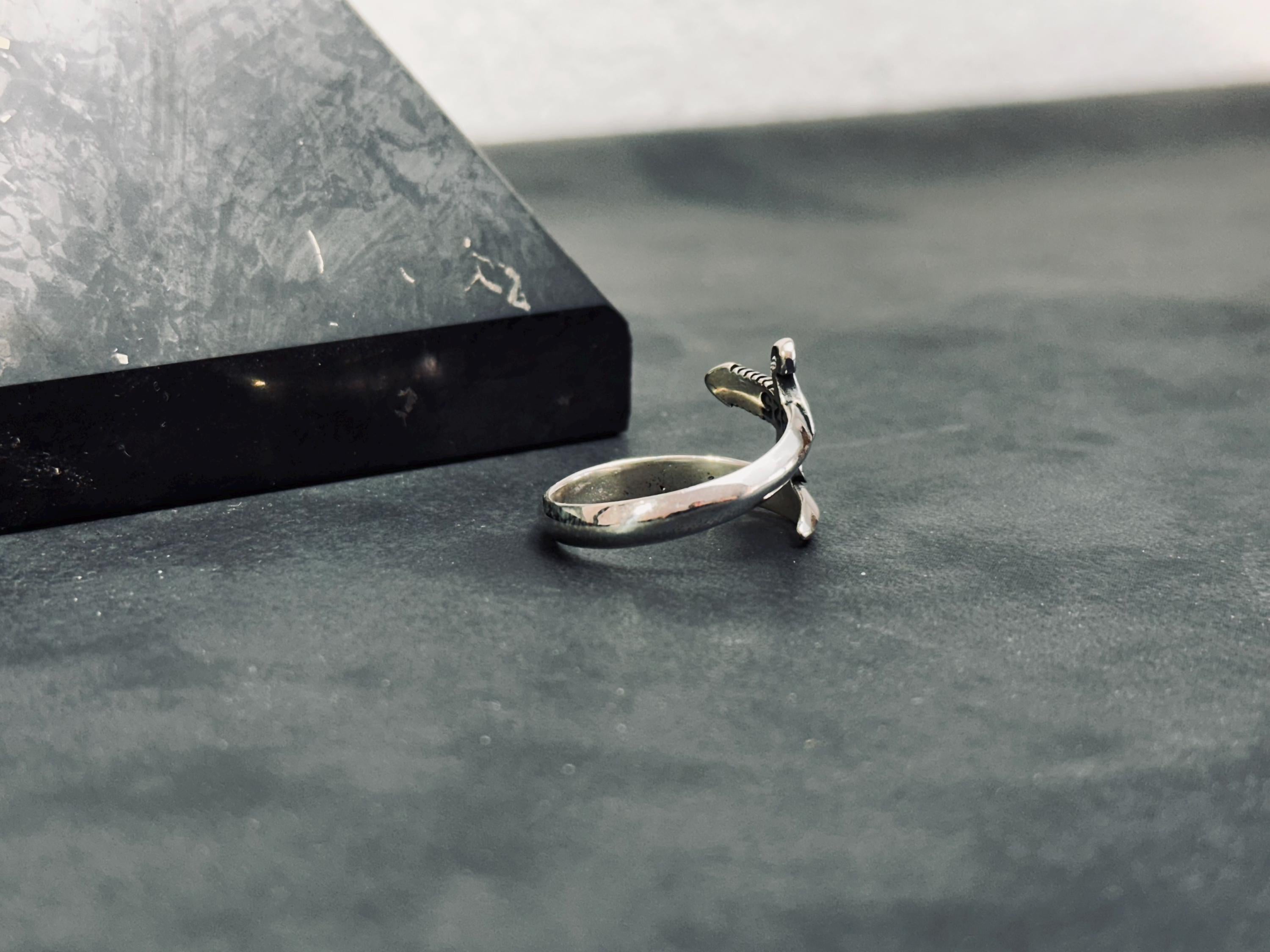 Sterling Silver Sword Thumb Ring - Gothic Adjustable Band