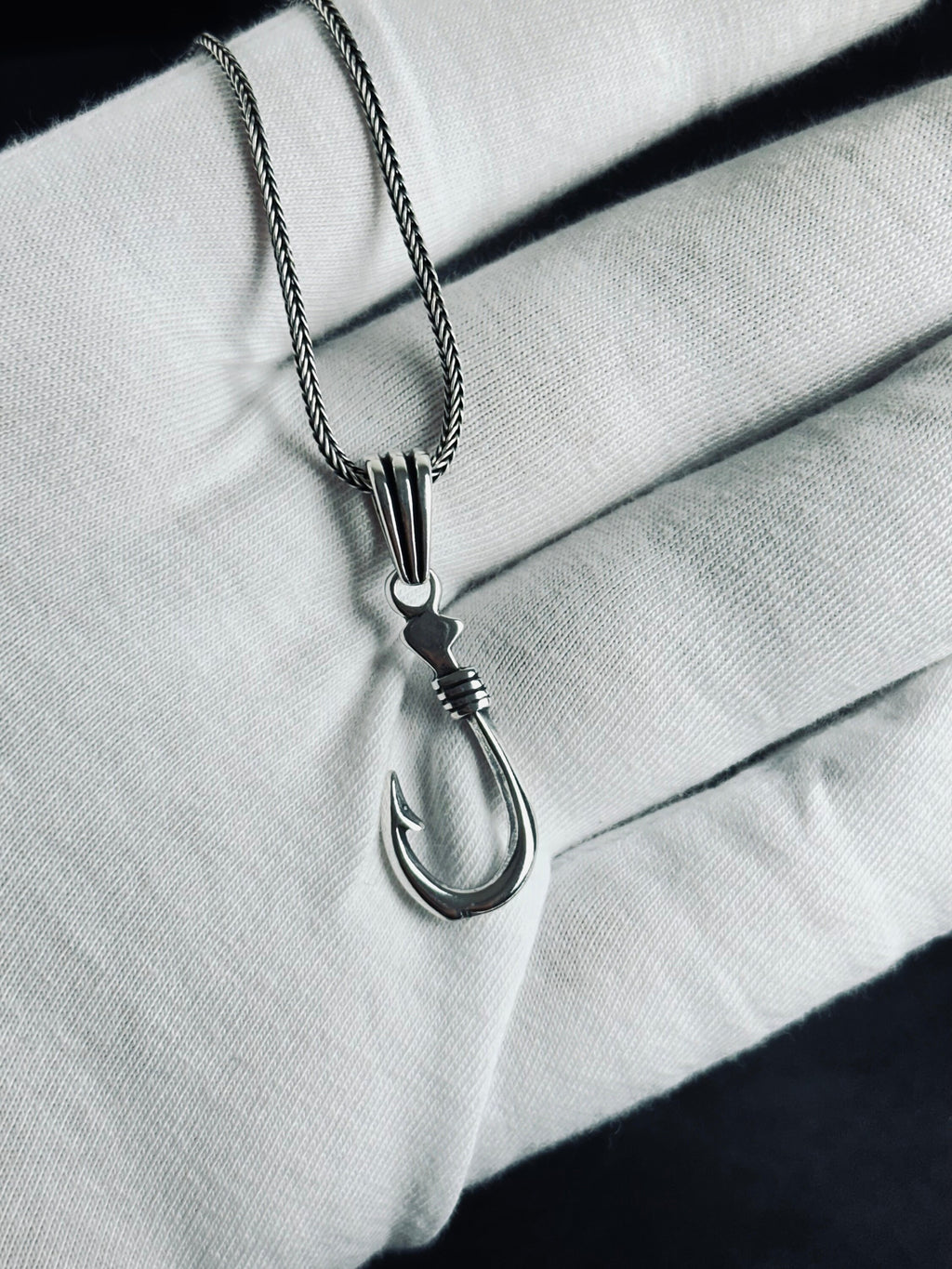 Fishing Hook Pendant Necklace: Silver Jewelry (Chain Length Options)