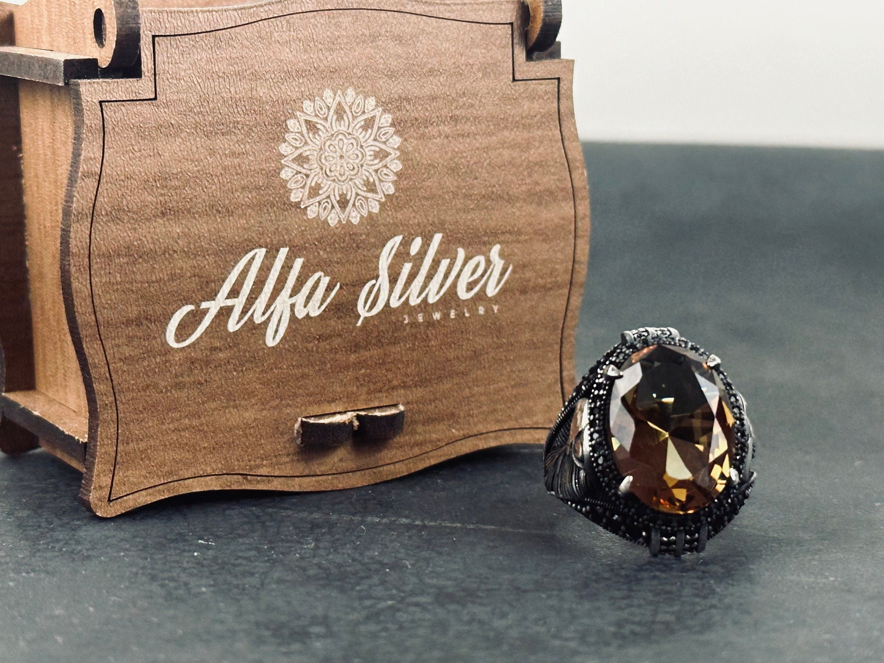 Sterling Silver Eagle Ring: Natural Sultanite Gemstone - Handmade