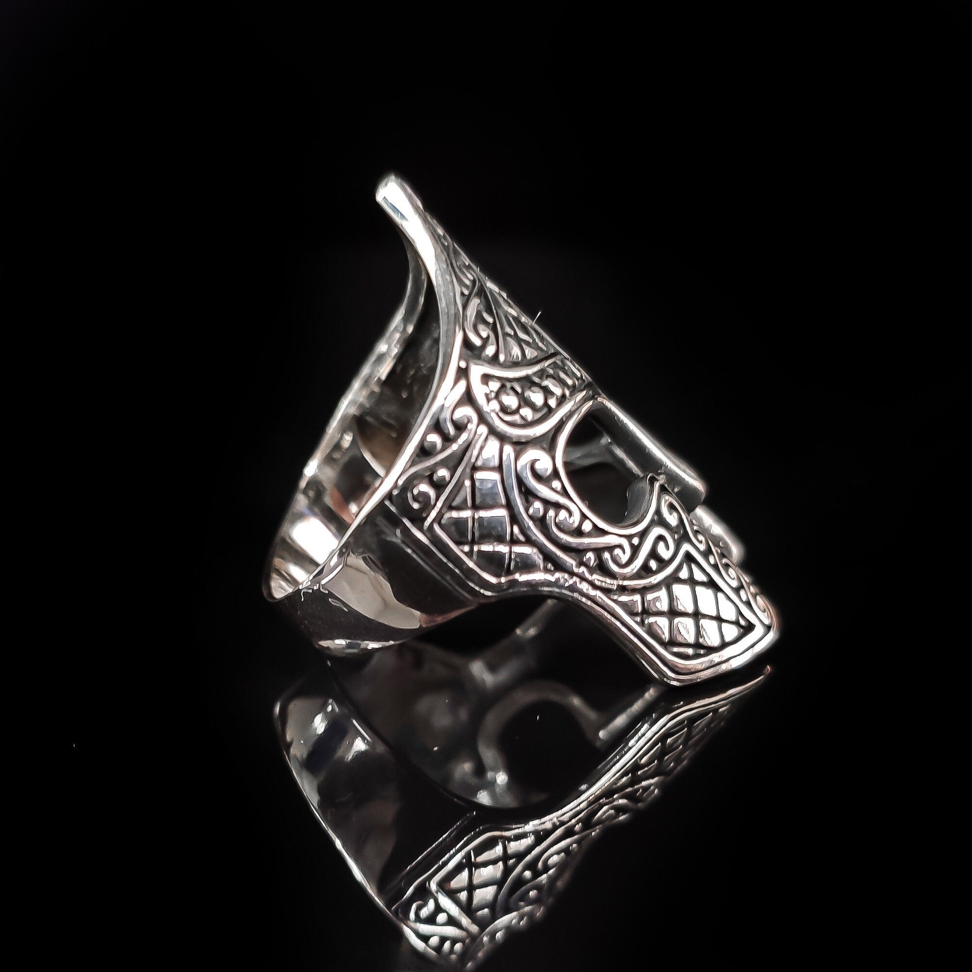 Spartan Helm Ring: Sterling Silver Warrior Design (Handmade)