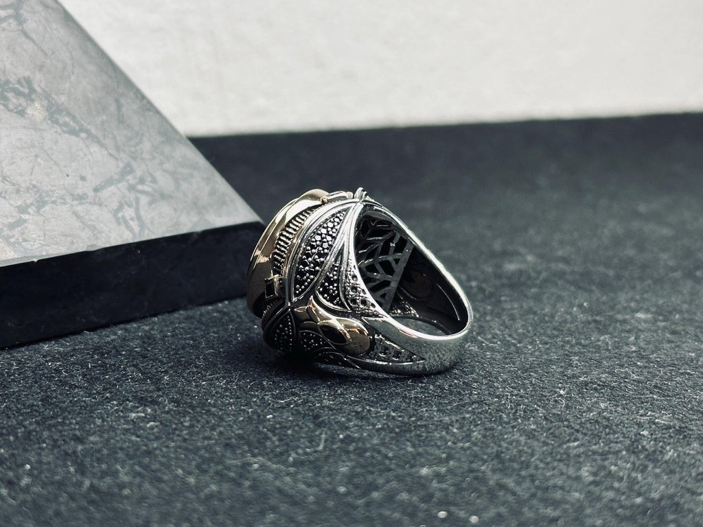 Mystic Topaz Men's Ring: Handmade Sterling Silver, Turkish Gemstone