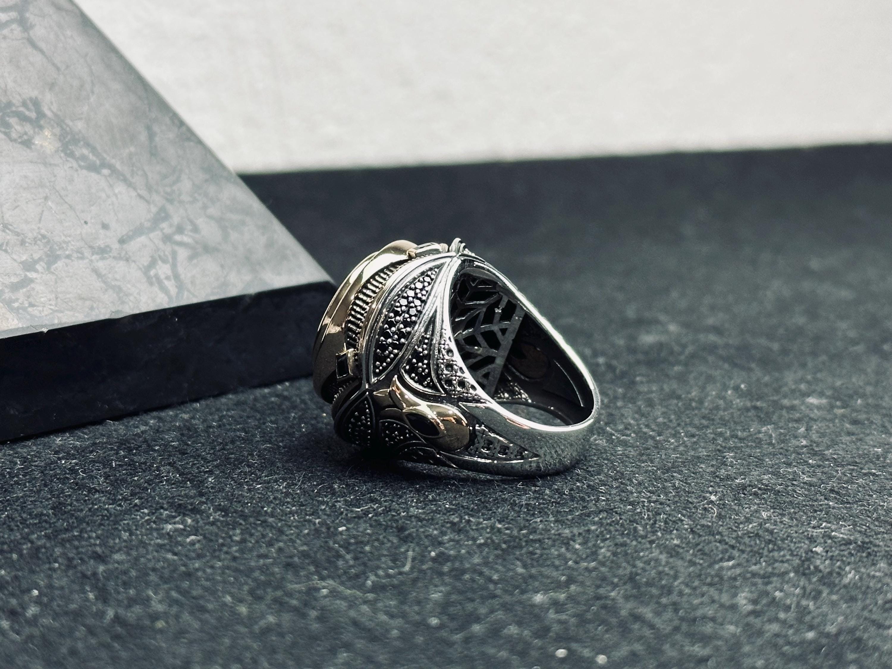 Mystic Topaz Men's Ring: Handmade Sterling Silver, Turkish Gemstone