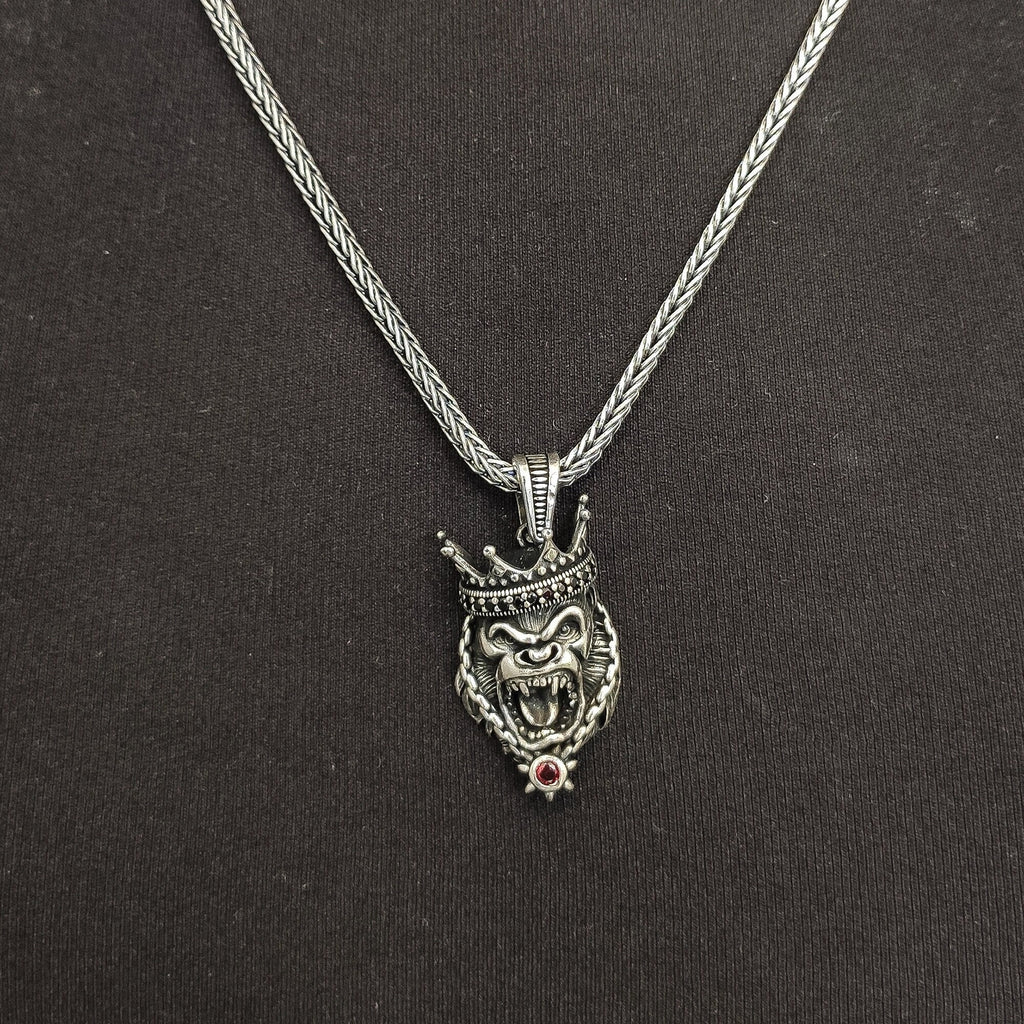 Gorilla Pendant Necklace: Sterling Silver - Handmade Jewelry