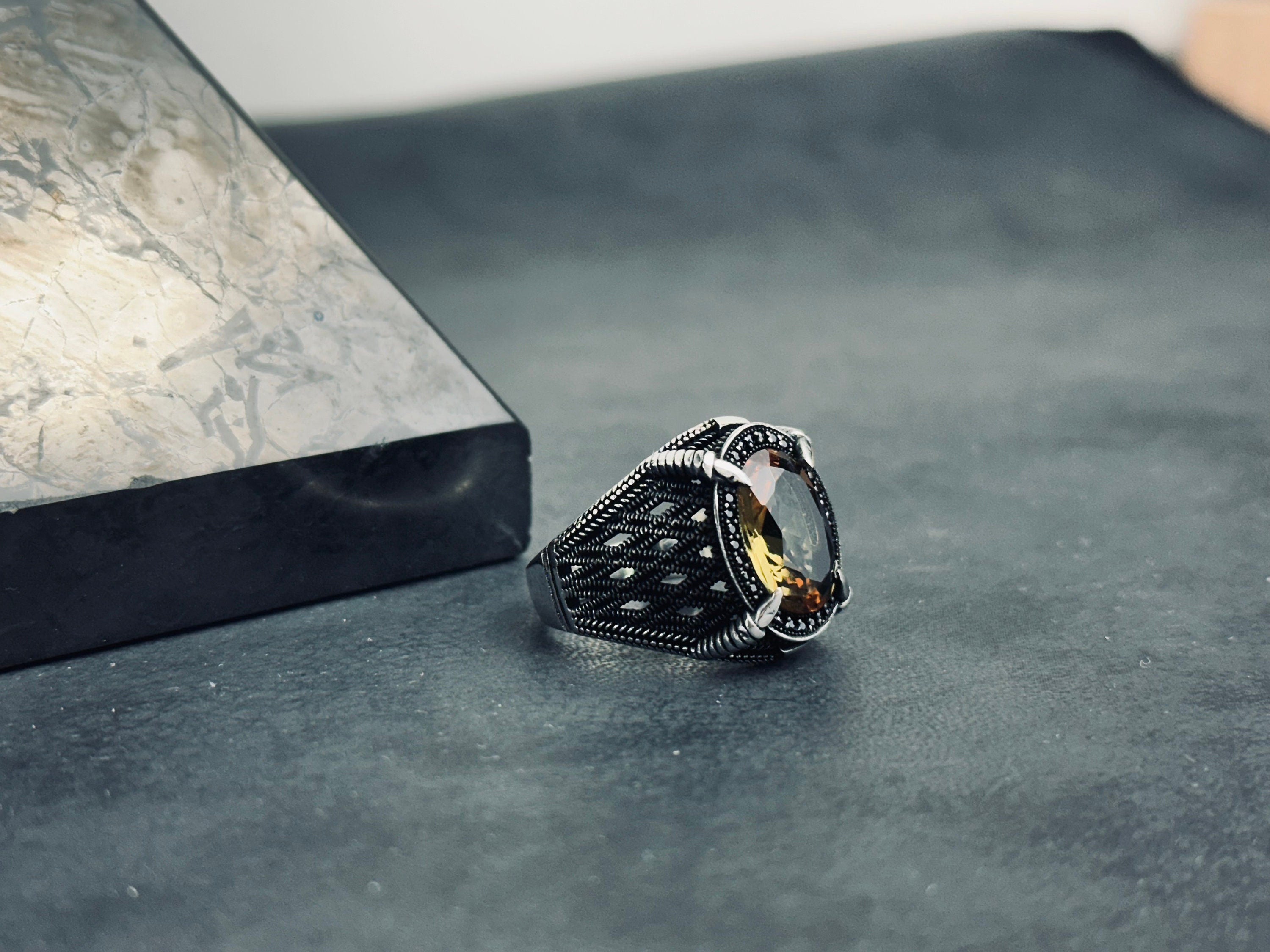 Silver Statement Ring: Sultanit Gemstone Color Shift (Men's Size)