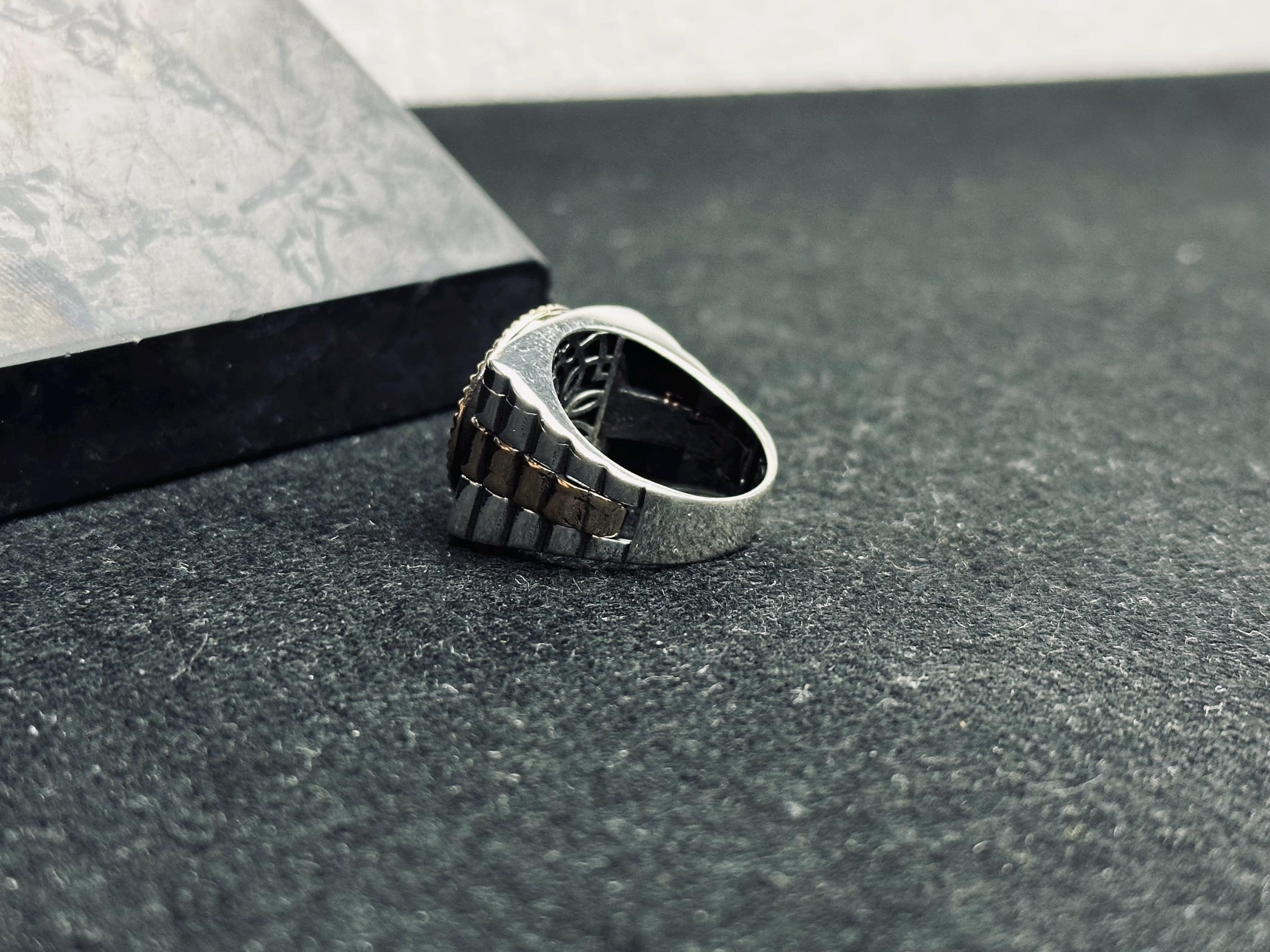 Geometric Men's Silver Ring - Stone Cluster Statement Design