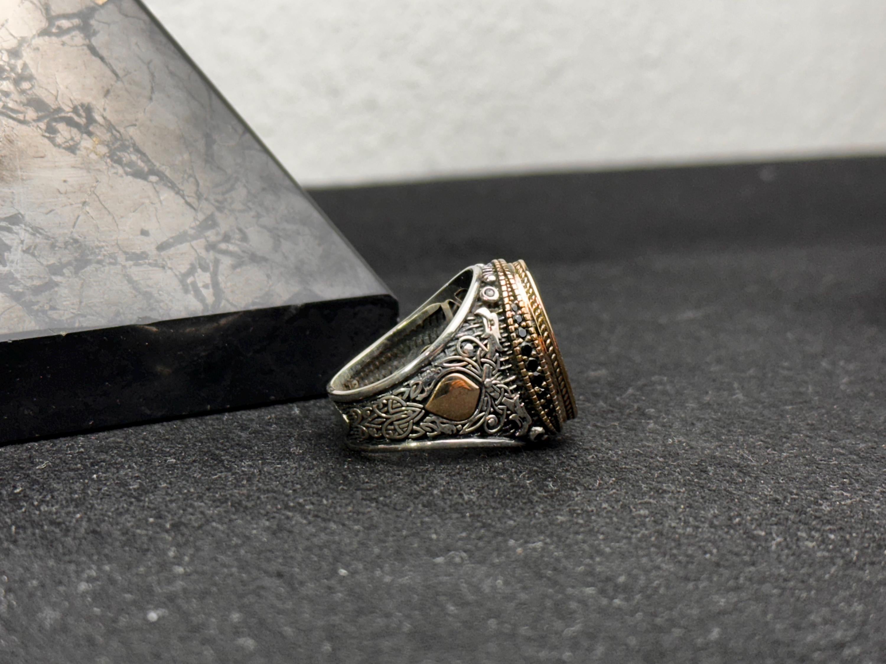 Solomon Seal Ring: Handmade Oxidized Sterling Silver