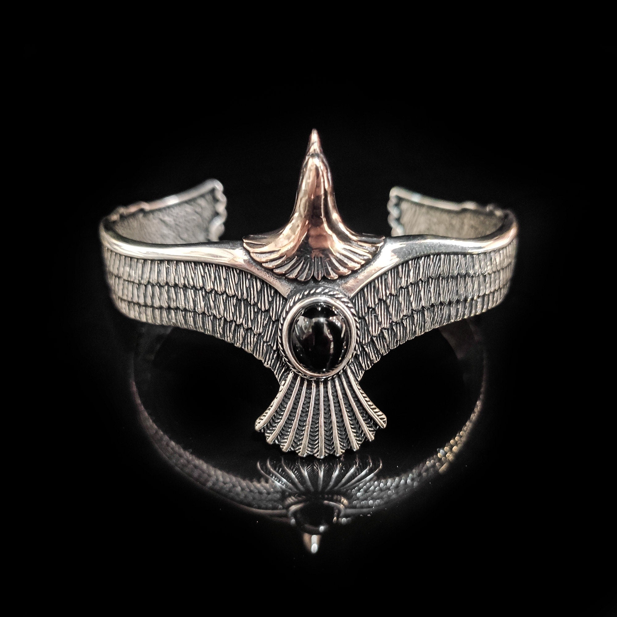 Handmade Sterling Silver Eagle Bracelet (Adjustable, Unisex)