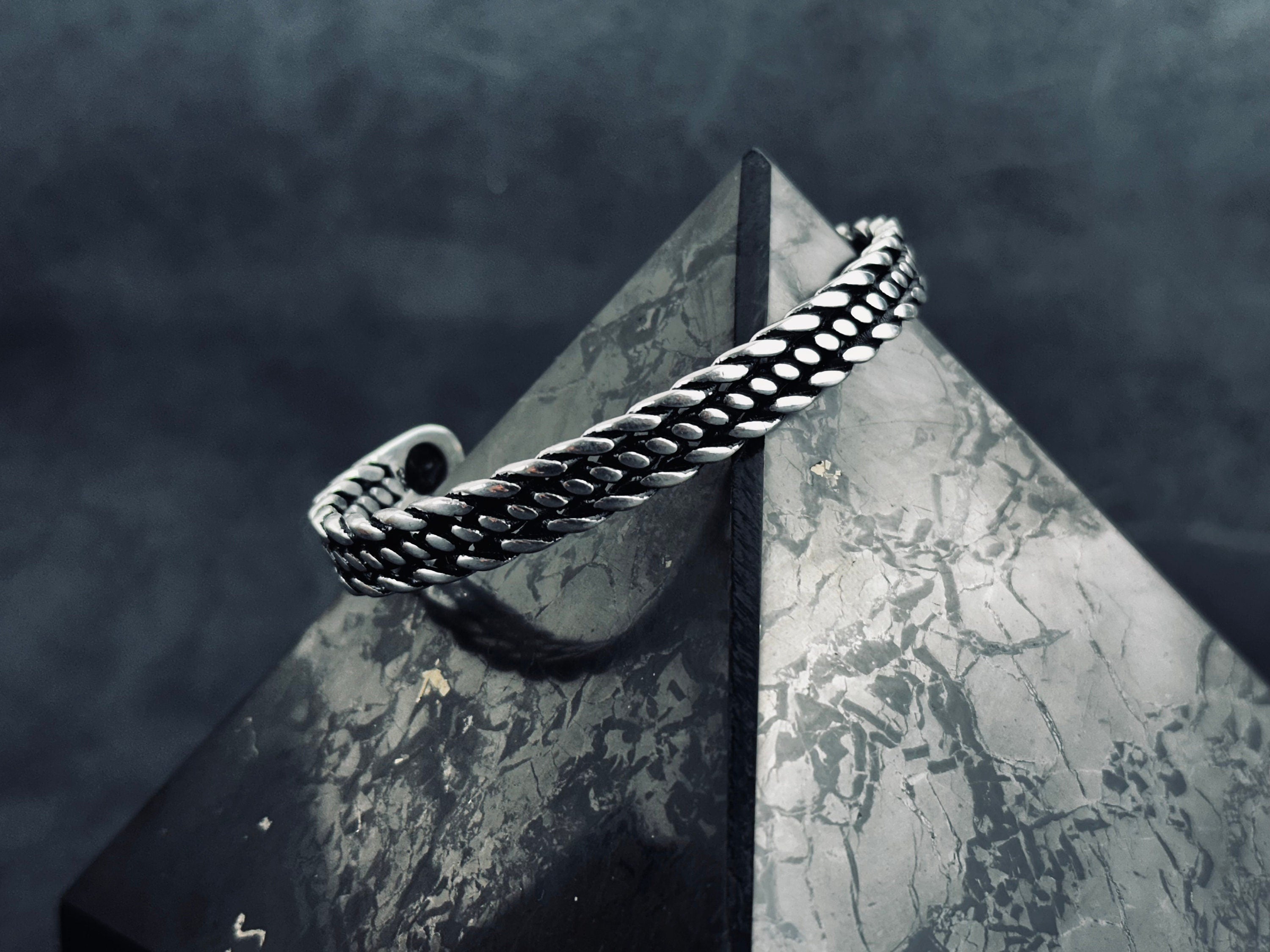 Sterling Silver Knitted Link Bracelet: Adjustable Handmade Design