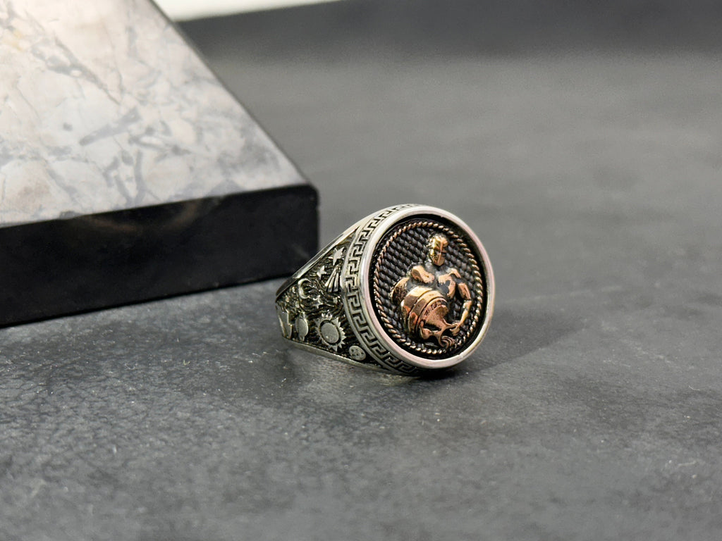 Sterling Silver Aquarius Ring - Zodiac Astrology Jewelry