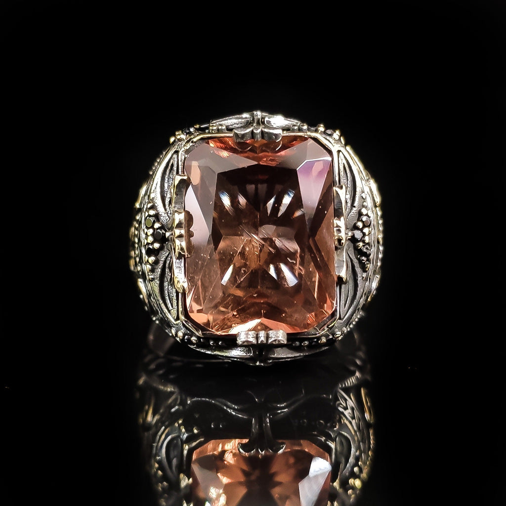Sultanit Silver Ring: Color Changing Gemstone, Ancient Rome Style