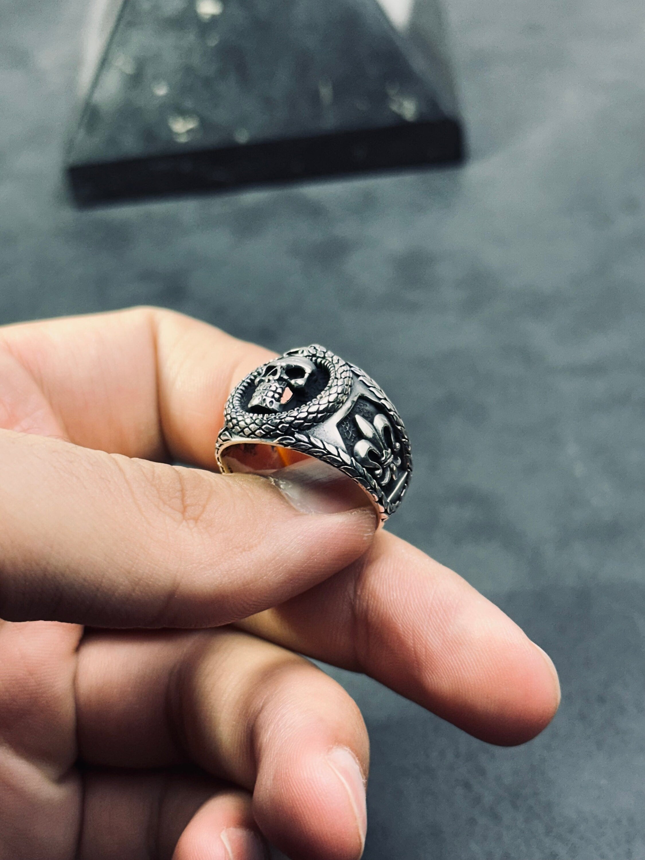 Skull Statement Ring: Sterling Silver Pirate Design - Handmade