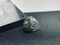 Turquoise Ring: Handmade Turkish Sterling Silver (Oval, Men's Size)