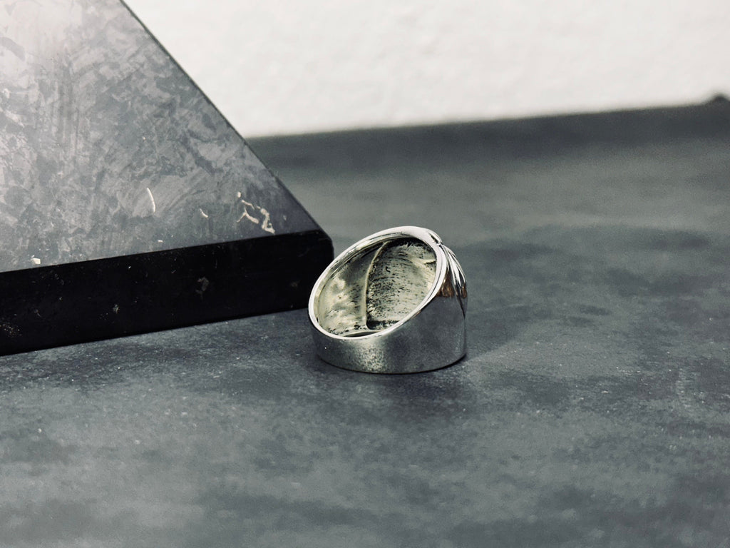Eagle Statement Ring: Tribal Engraving (Sterling Silver Band)
