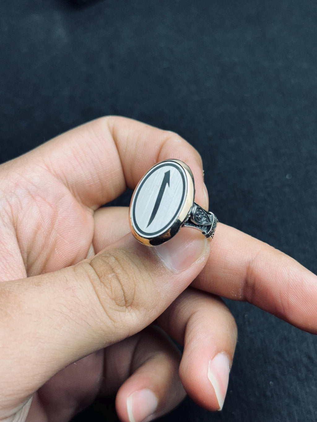 Islamic Sterling Silver Ring Elif Vav Minimalist Oval (Unisex)