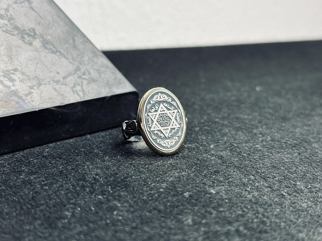 Sterling Silver Seal of Solomon Ring - Elegant Hexagram Signet