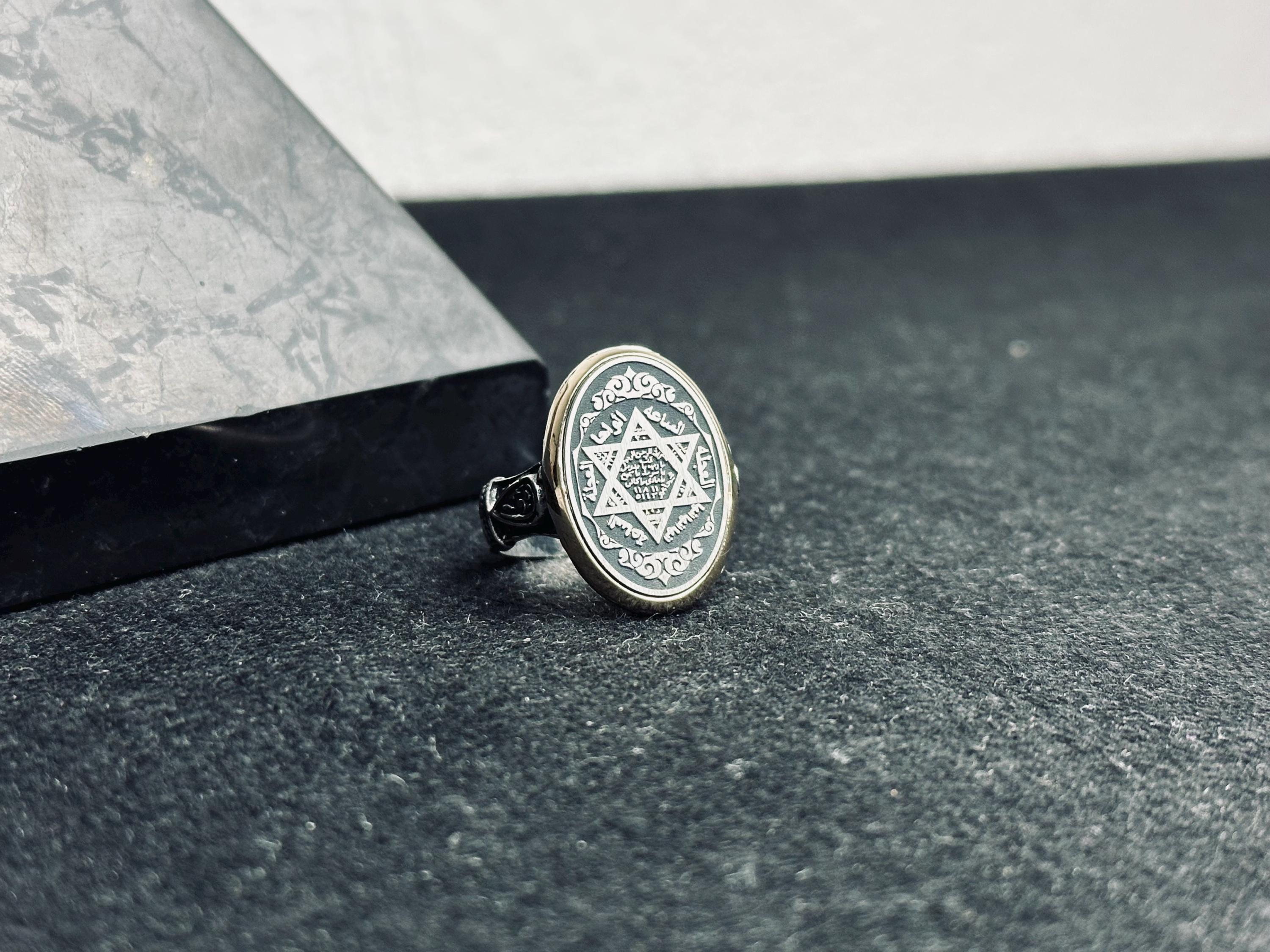 Sterling Silver Seal of Solomon Ring - Elegant Hexagram Signet
