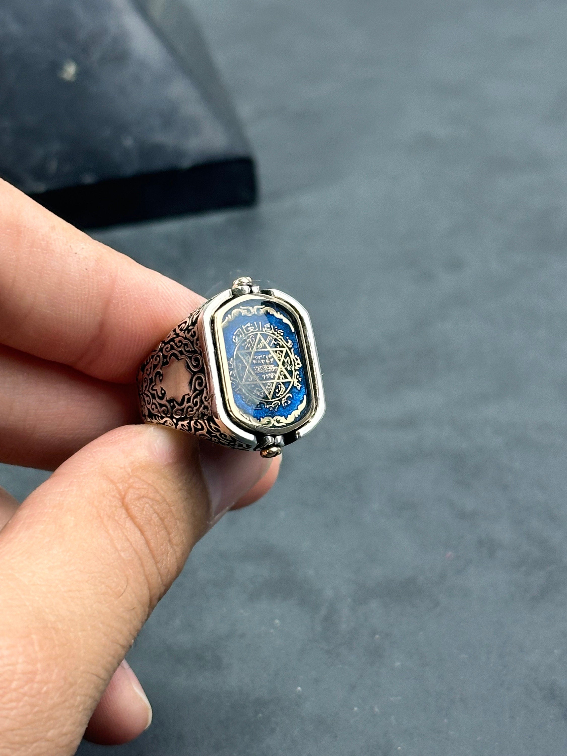 Changeable Sterling Silver Ring: Onyx and Star of David (Men's Size)