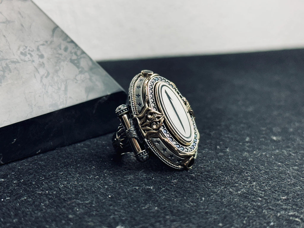 Arabic Calligraphy Ring 925 Sterling Silver Men Statement Ring Handmade Islamic Jewelry