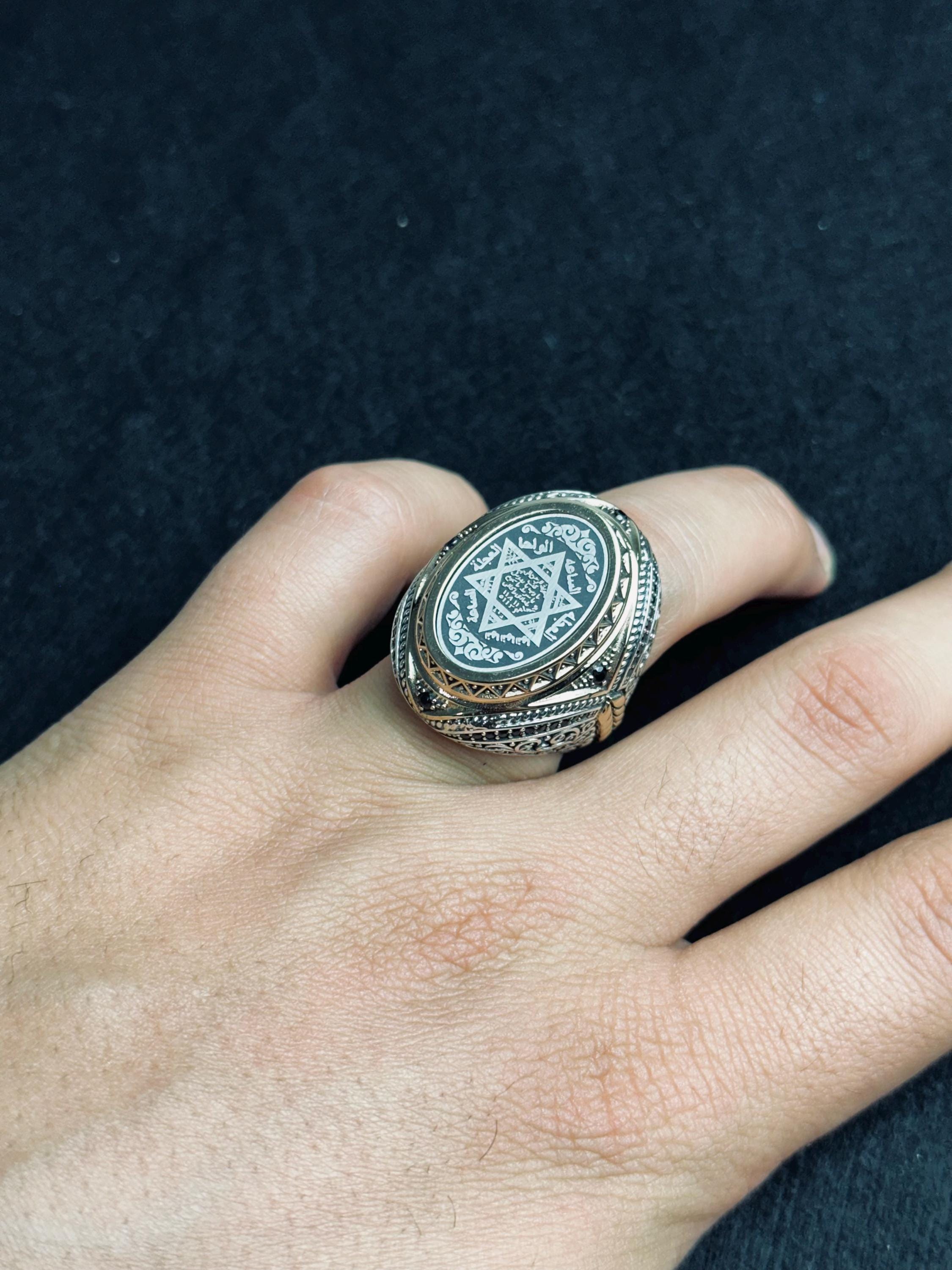 Mystic Sterling Silver Ring, Seal of Solomon Hexagram (Unisex)
