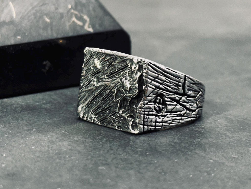 Bark Band Ring: Rustic Tree Texture (Sterling Silver)