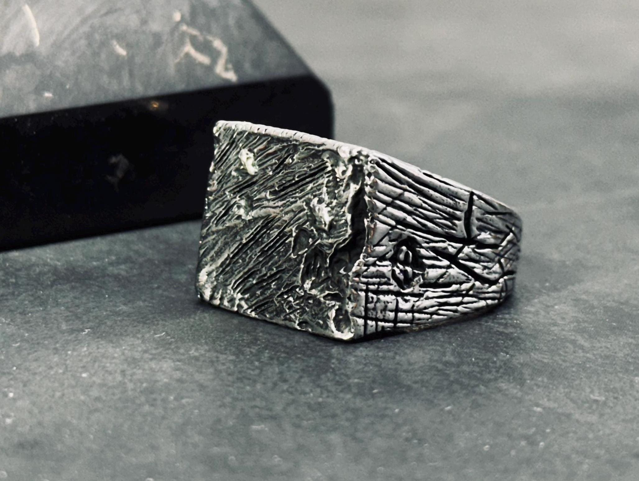 Bark Band Ring: Rustic Tree Texture (Sterling Silver)