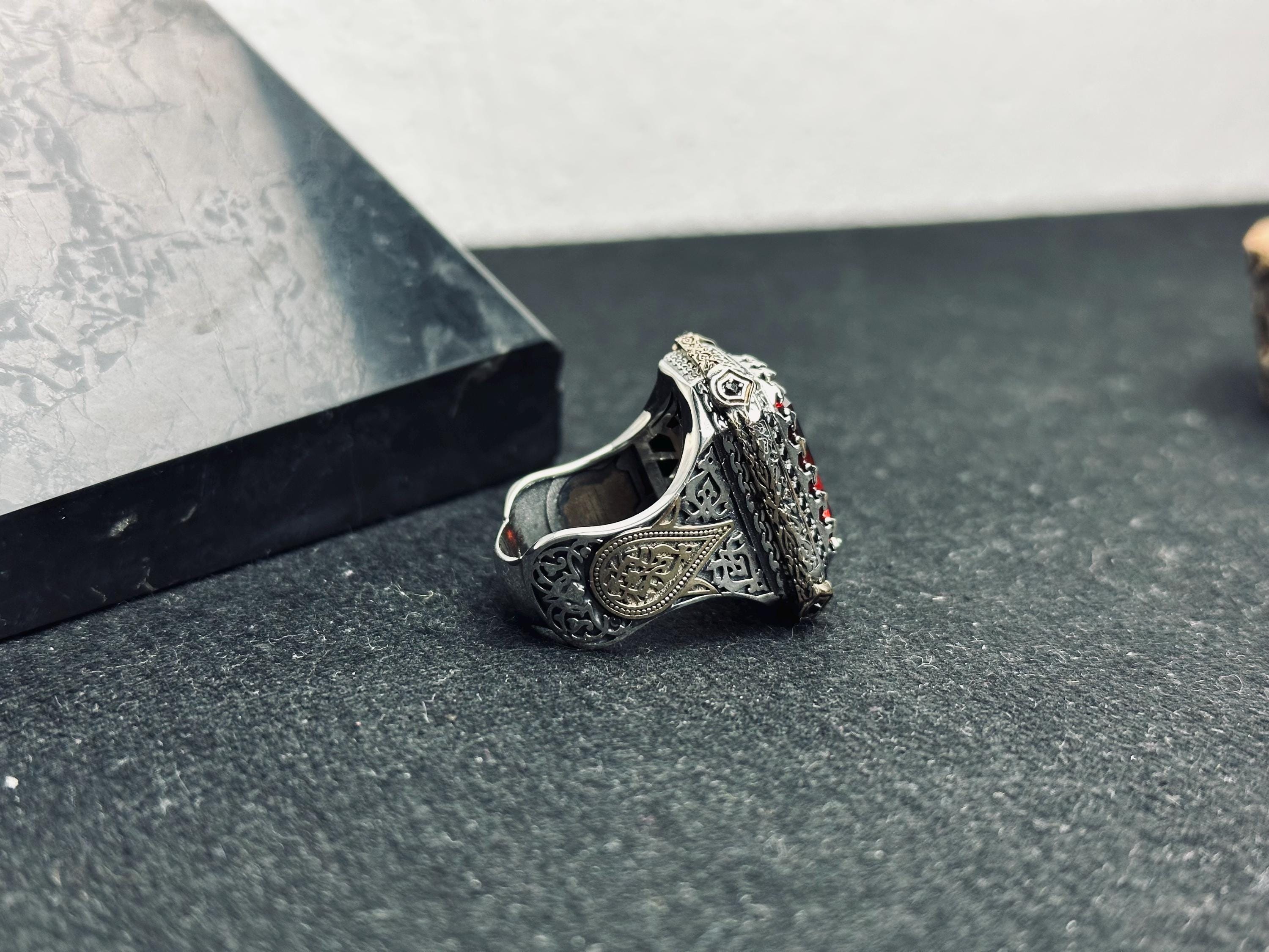 Ruby Statement Ring: Bold Square Red Gemstone (Sterling Silver)
