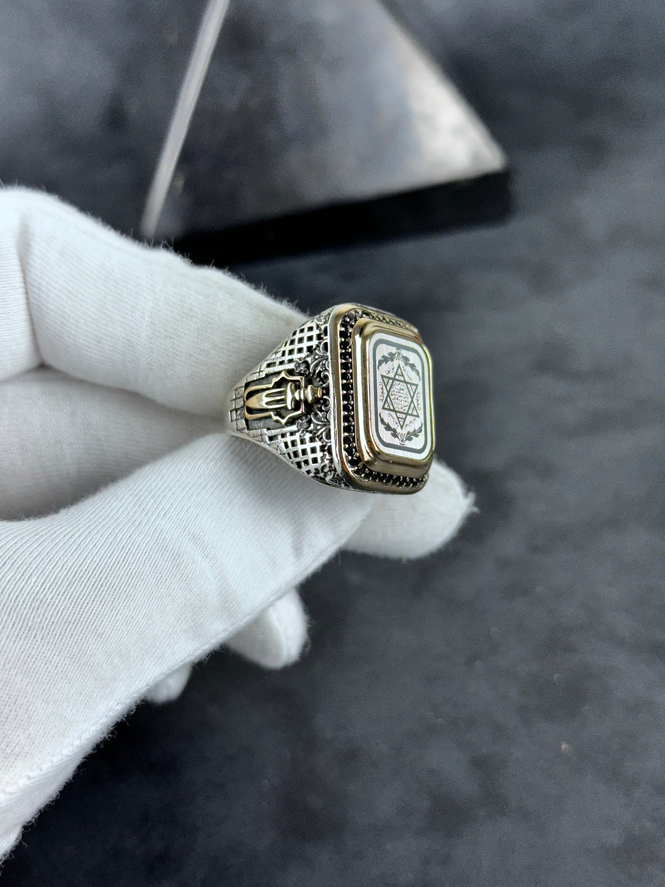 Engraved Solomon's Seal Ring: Spiritual Sterling Silver (Men's Size)