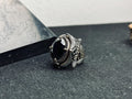 Statement Men’s Ring: Black Zircon Silver (Handmade, Large)
