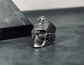 Sterling Silver Pirate Skull Ring: Gothic Biker Captain Design
